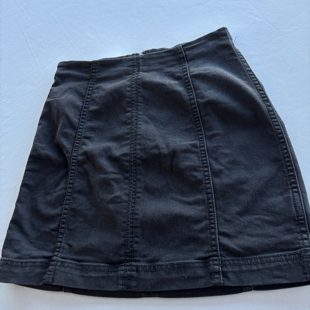 Free People Black Mini Skirt 25 Waist Fitted Stretch Panel Zip